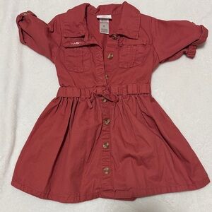 Little Lass Casual Kids Dress in Rust Red